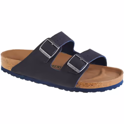 Sandali unisex per adulti Birkenstock Arizona Vegan Normale in materiale sintetico blu navy, leggeri e confortevoli.