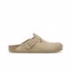 Mules Boston Birkenstock in cuoio scamosciato verde, unisex, comode e di tendenza.