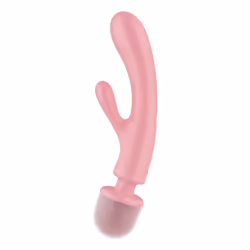 Vibratore versatile 3-in-1 che funge da massaggiatore, vibratore per il punto G e vibratore per il clitoride.