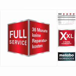 Contenuto della fornitura: - 1x Metabo Full Service Code Card 3 anni di protezione completa (144207110) gruppo di prezzo 3 De ...