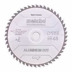 Metabo - Lame de scie circulaire D165xÉpaisseur 1,2xAlésage 20mm fz/tr z. 48 angle de coupe 5 degrés