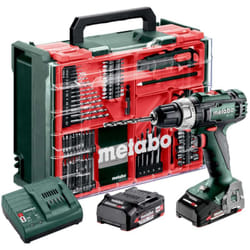 Metabo - Utensili - Trapano avvitatore a batteria 18V con accessori, 2 batterie Li-Power da 2,0 Ah, caricabatterie 602321710