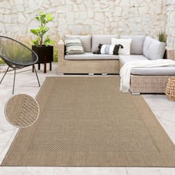 Paco Home - Tappeto Per Esterno Terrazzo Balcone Tappeto Cucina Bordura Sisal Monocolore Beige 120x170 cm