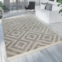 Paco Home - Tappeto scandinavo in grigio per balcone, terrazza o da esterno con motivo a rombi resistente alle intemperie e robusto 60x100 cm