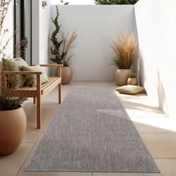 Paco Home - Tappeto Per Esterno Balcone Terrazza Tappeto Cucina Monocolore Mélange 60x100 cm, Grigio
