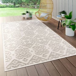 Paco Home - Tappeto Per Esterno Terrazzo Balcone Cucina Scandinavo Geometrico 3D Crema 60x100 cm