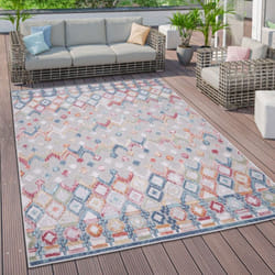 Paco Home - Tappeto Cucina Da Esterno Salotto Moderno Balcone Etnico Geometrico Astratto 3D 80x150 cm, Multicolore 2