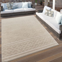 Paco Home - Tappeto Cucina Da Esterno Salotto Terrazo Scandinavo Geometrico Boho Beige 60x100 cm