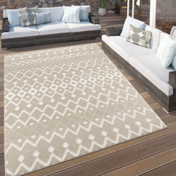 Paco Home - Tappeto Cucina Da Esterno Salotto Terrazo Boho Scandinavo Geometrico 3D Beige 60x100 cm