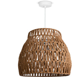 Paco Home - Lámpara De Suspensión led Colgante Salón Dormitorio Comedor Pantalla De Papel E27 Luce a sospensione - Bianca, Natura (Ø35cm)