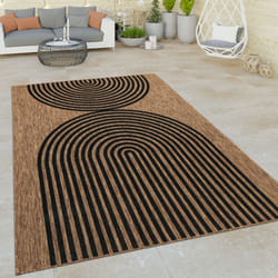 Paco Home - Alfombra Exterior Terraza Boho Geometrico Etnica Negro Marrón 60x100 cm