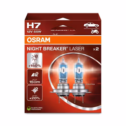 OSRAM H7 Night Breaker Lampadine Laser 12V 55W PX26d - in coppia, bianco