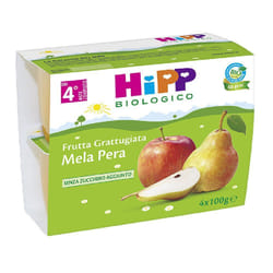 HiPP Biologico Mela Pera Frutta Grattugiata 4x100 g Pappa