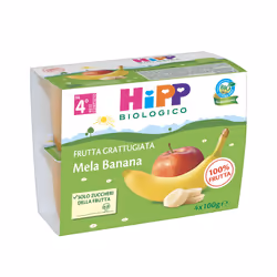 HiPP Mela Banana Frutta Grattugiata 4x100g, 100 g, Mela, Banana, Senza glutine, 4 pz