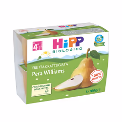 HiPP Pera Williams Frutta Grattugiata 4 x 100g, 100 g, Pera, Senza glutine, 4 pz
