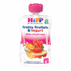Merenda biologica pastorizzata a base di frutta e yogurt