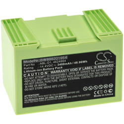 Vhbw - batteria compatibile con iRobot Roomba i517840, i455840, i355840, i517640, i517240, i4558 home cleaner nero (3400mAh, 14,4V, Li-Ion)