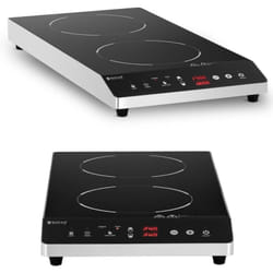 Royal Catering - Fornello, piano cottura a induzione regolabile, 2 zone cottura, dia. led da 26 cm 1800 w