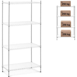 Scaffale da officina in filo cromato, 4 ripiani + 4 tappetini, fino a 1 t 1000 kg, 90x45x180 cm