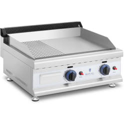 Royal Catering - Griglia Fry Top a Gas Piastra In Acciaio Rigata e Liscia Gas naturale 60x40cm