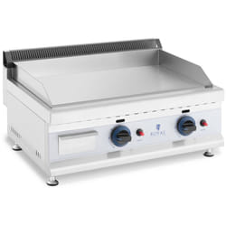 Royal Catering - Griglia Fry Top a Gas Piastra Acciaio Liscia 60x40 Cm 2x3100 w Gas naturale