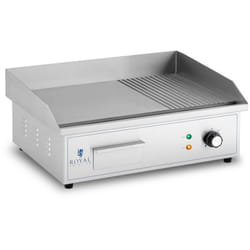 Royal Catering - Fry Top Elettrico Piastra Liscia e Rigata Inox Griglia Elettrica 548 x 350 mm