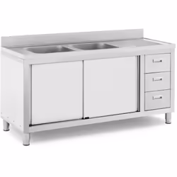 ⭐⭐⭐⭐⭐ Lavello cucina in acciaio inox con vasche particolarmente profonde, armadietto sottostante e alzatina paraschizzi di ma ...