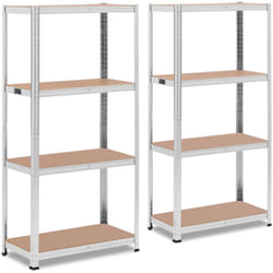 MSW - Scaffale metallico Scaffalatura 80x40x160 cm 4x80 kg grigio 2 pezzi