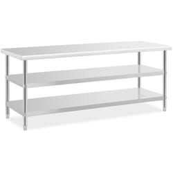Royal Catering - Tavolo acciaio inox 200 x 70 x 5 cm 2 ripiani