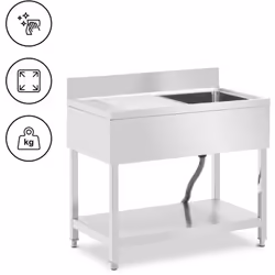 ⭐⭐⭐⭐⭐ Lavello in acciaio inox ultra profondo con mobiletto e paraschizzi di marca Royal Catering ✅ Modello: RCGS-1B100D6 ✅ Ar ...
