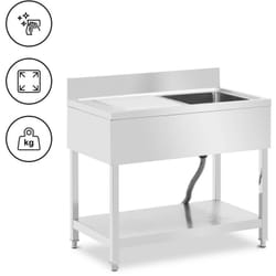 Royal Catering - Lavello per cucina professionale - 1 vasca - Acciaio inox - 100 x 60 x 97 cm -