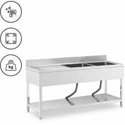 ⭐⭐⭐⭐⭐ Lavello in acciaio inox ultra profondo con mobiletto e paraschizzi di marca Royal Catering ✅ Modello: RCGS-2B1800D6 ✅ A ...