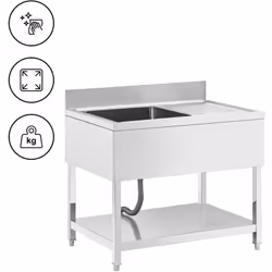 ⭐⭐⭐⭐⭐ Lavello in acciaio inox ultra profondo con mobiletto e paraschizzi di marca Royal Catering ✅ Modello: RCGS-1B100D7 ✅ Ar ...