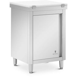 Royal Catering - Tavolo armadiato inox - 60 x 60 cm - Portata 500 kg - Con tagliere - Royal