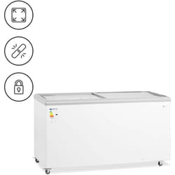 Royal Catering - Congelatore a pozzetto - 450 l - Porte in vetro - Con serratura
