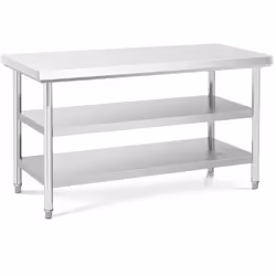 ⭐⭐⭐⭐⭐ Duraturo piano da lavoro in acciaio inox con ampia superficie di marca Royal Catering ✅ Modello: RCWT-150X70-3L-E ✅ Art ...