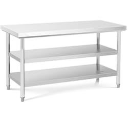 Royal Catering - Tavolo Acciaio Inox Professionale Piano Di Lavoro 3 Ripiani 150 x 70 cm 600 kg