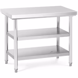 ⭐⭐⭐⭐⭐ Duraturo piano da lavoro in acciaio inox con ampia superficie di marca Royal Catering ✅ Modello: RCWT-100X60-3L-E ✅ Art ...