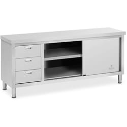 Royal Catering - Tavolo armadiato inox con ante scorrevoli RCSSCB-200X60-S - 200x60 - 600 kg