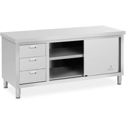 Royal Catering - Tavolo armadiato inox con ante scorrevoli RCSSCB-180X670-S - 180x70 - 600 kg