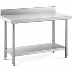 ⭐⭐⭐⭐⭐ Spazioso tavolo acciaio inox con superficie di appoggio e alzatina di marca Royal Catering ✅ Modello: RCWT-120X60SB ✅ A ...