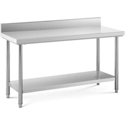 Tavolo Acciaio Inox Con Alzatina Piano Cucina Banco Da Lavoro 150 x 60 cm 159 kg