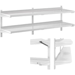 Mensola In Acciaio Inox Doppia Per Cucina 2 Ripiani Scaffale a Parete 180 x 40cm