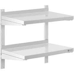 Mensola In Acciaio Inox Doppia Per Cucina 2 Ripiani Scaffale a Parete 60 x 40cm