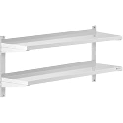 Mensola In Acciaio Inox Doppia Per Cucina 2 Ripiani Scaffale a Parete 120 x 40cm