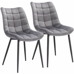 2x Sedia da Pranzo Retro Velluto Senza Braccioli Salotto Imbottite Cucina Grigio Chiaro - Woltu