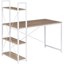 Scrivania Con 4 Ripiani Tavolo Porta pc Computer Casa Ufficio 120cm Rovere+bianco - Woltu