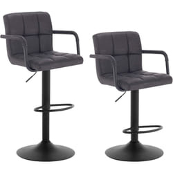 Set di 2 sgabelli da bar con schienale, seduta in similpelle ben imbottita, gambe in acciaio, 37x51x112 cm, nero - Woltu