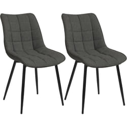 Set di 2 sedie da pranzo in lino, sedie da cucina, gambe in metallo, grigio scuro - Woltu
