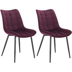 2x Sedia da Pranzo Retro Velluto Senza Braccioli Salotto Imbottite Cucina Bordeaux - Woltu